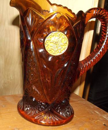 Antique Buttons Amber Pitcher