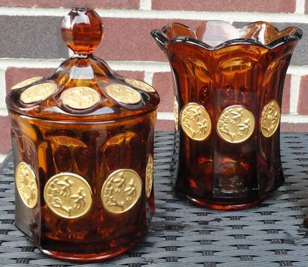 Antique Buttons Amber Celery Vase