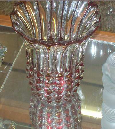 Lotus Blossom Ruby Flashed Flower Vase