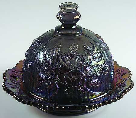 Open Rose Smoke Carnival (Newer) Round Covered Butter