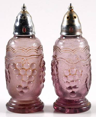 Vintage Amethyst Shaker Set w/Metal Lids