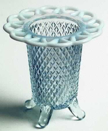 Laced Edge Blue Opalescent (Genie) 4" 4-Toed Flower Vase