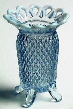 Laced Edge Blue Opalescent (Genie) 5" 4-Toed Flower Vase