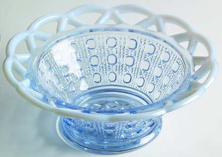 Laced Edge Blue Opalescent (Sugar Cane) 6" Belled Nappy
