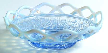 Laced Edge Blue Opalescent (Sugar Cane) 6" Shallow Nappy