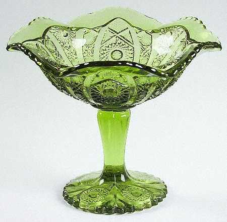 Daisy and Button Green (Verde) Crimped Tall Compote
