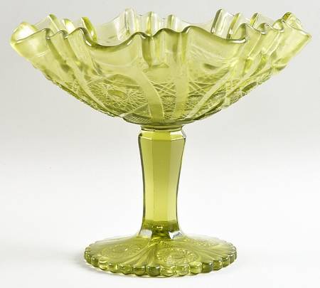 Daisy and Button Green (Verde) Round Compote (Height X Width)