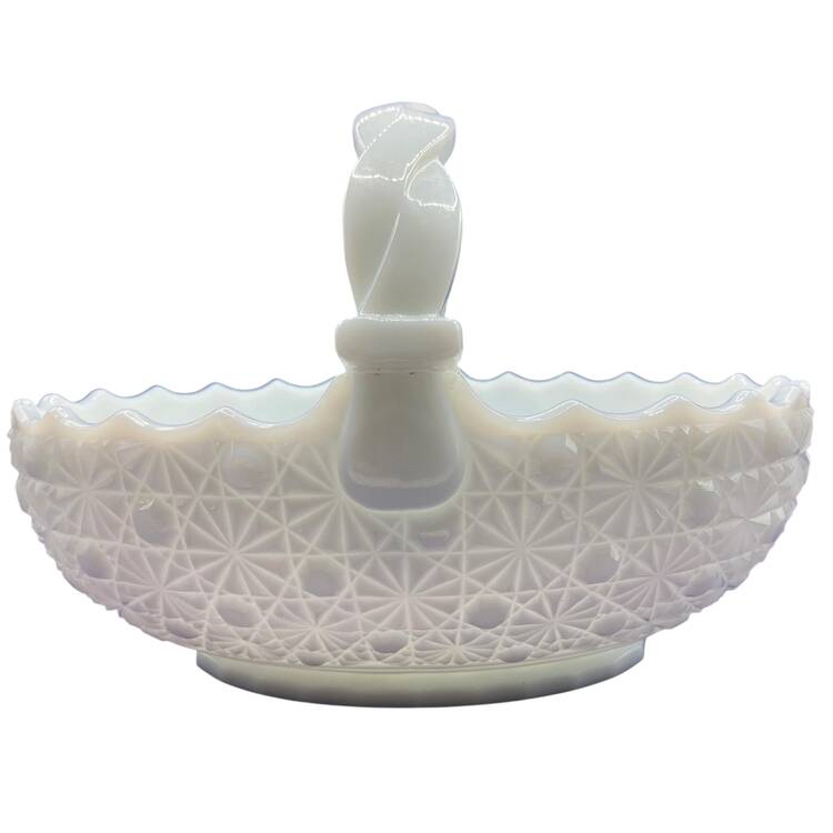 Daisy and Button Milk Glass 6" Basket