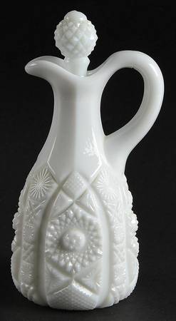 Daisy and Button Milk Glass Cruet & Stopper
