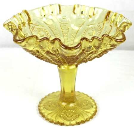 Daisy and Button Yellow Crimped Tall Compote