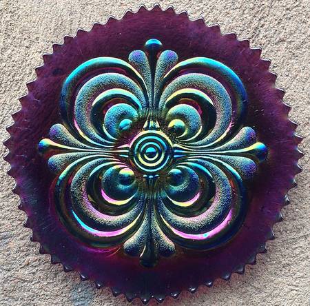 Scroll Embossed Amethyst Luncheon Plate