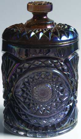 Hobstar Amethyst Carnival Cookie Jar & Lid