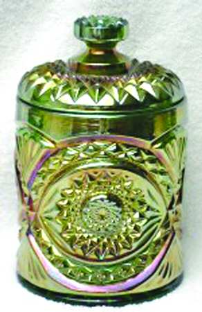 Hobstar Green Carnival Cookie Jar & Lid