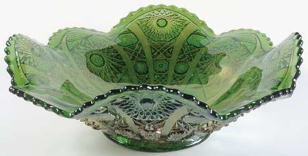Daisy and Button Green Carnival 11" Round Crimped Bowl
