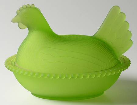 Indiana Animals & Figurines Lime Green Frosted Hen on Nest
