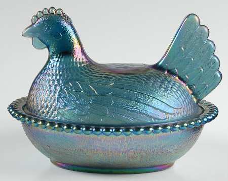 Indiana Animals & Figurines Hen on Nest-Blue Carnival
