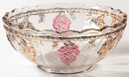 Late Panelled Grape Purple Gold Small Fruit Dessert Bowl
