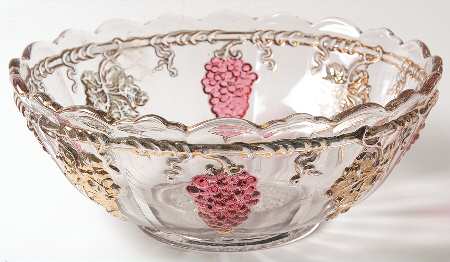 Late Panelled Grape Purple Gold 9" Round Bowl