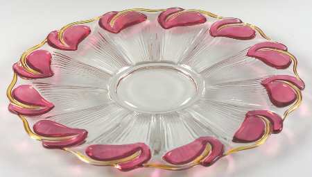 1009 Ruby and Yellow Flash Punch Bowl Underplate