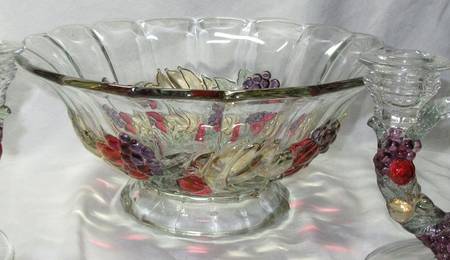 Garland Flashed Purple Grapes 10" Footed Bowl