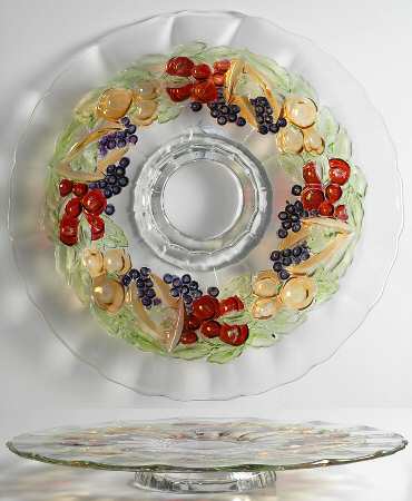 Garland Flashed Purple Grapes Footed Cake Plate