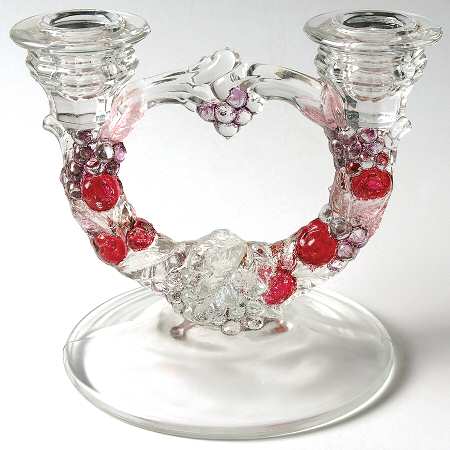 Garland Flashed Purple Grapes Double Light Candlestick