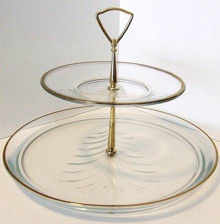 Holiday Gold 2 Tier Serving Tray