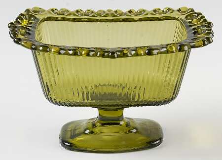 Lace Edge Olive Green Footed Candy Box No Lid