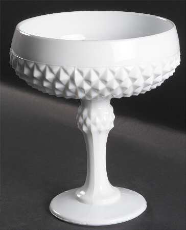 Diamond Point Milkglass Compote No Lid