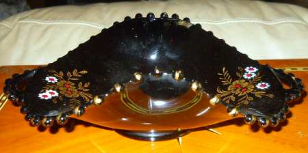 Candlewick Black Cosmos Decor 8" Handled Bowl
