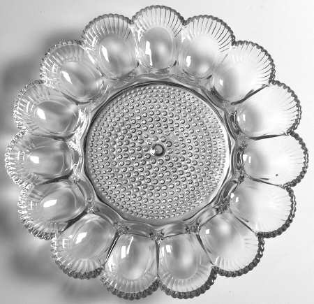 Hobnail Clear 11" Round 15 Egg, Egg & Relish Tray