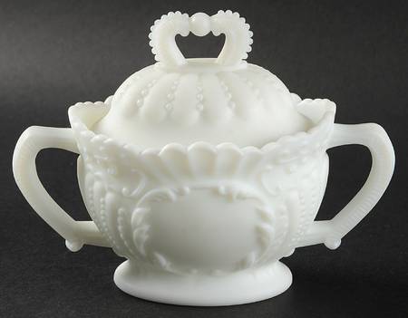 1950 Milkglass (Frosted) Bowl Has Lip, Sugar Bowl & Lid