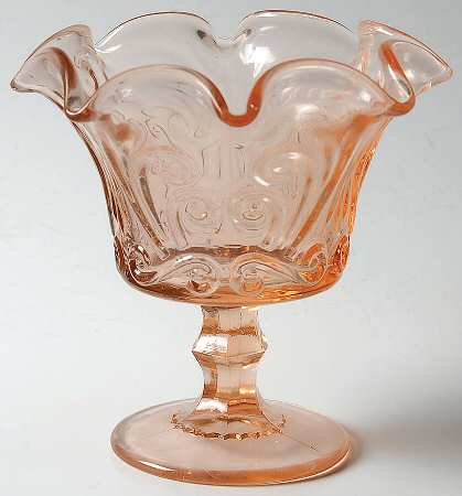 Scroll Pink Crimped Tall Compote