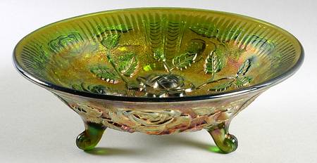 Open Rose Green Carnival by Imperial Glass-Ohio