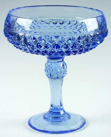 Diamond Point Ice Blue Compote No Lid