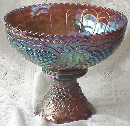 Vintage Carnival (Amber) Punch Bowl with Stand