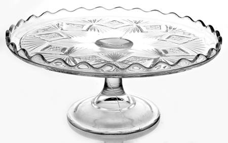 Diamonds with Double Fans Clear 9" Diameter Pedestal Cake Stand