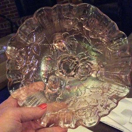 Open Rose Pink Carnival 8" Round 3-Toed Crimped Bowl