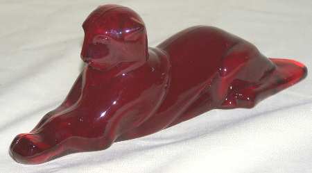 Heisey By Imperial Animals & Figurines Ruby Tiger Paperweight