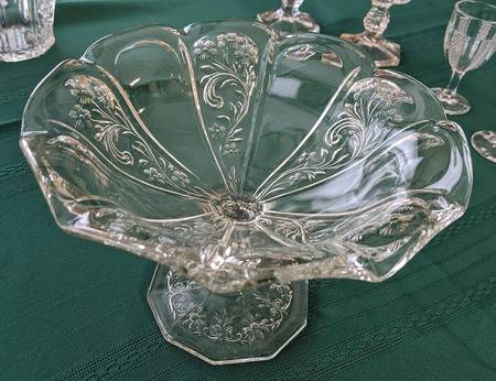 Panelled Heather Clear Round Compote (Height X Width)