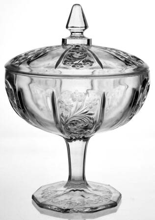 Panelled Heather Clear Compote & Lid by Indiana Glass
