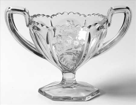 Panelled Heather Clear Open Sugar by Indiana Glass