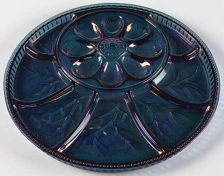 Pebble Leaf Carnival Blue by Indiana Glass