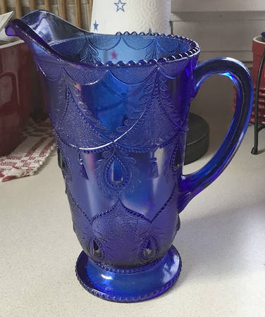 Teardrop and Tassel Blue Pitcher
