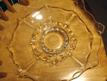 Double Fler de Lis Clear Footed Cake Plate