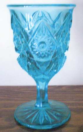 Feather Notching and Button Turquoise by Imperial Glass-Ohio