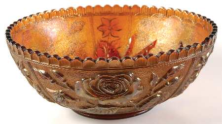 Luster Rose Amber Carnival 8" Round Bowl