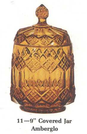 Three In One Amber Cookie Jar & Lid