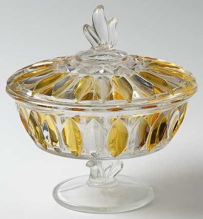 Lotus Blossom Yellow Flashed by Indiana Glass