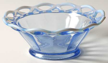Laced Edge Blue Opalescent (Plain, Optic) by Imperial Glass-Ohio